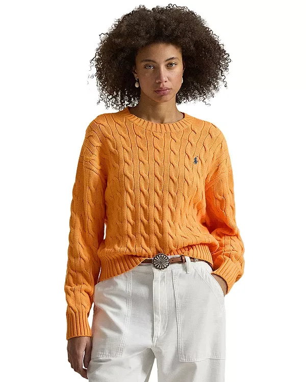 Свитер с круглым вырезом и косами Ralph Lauren, Orange