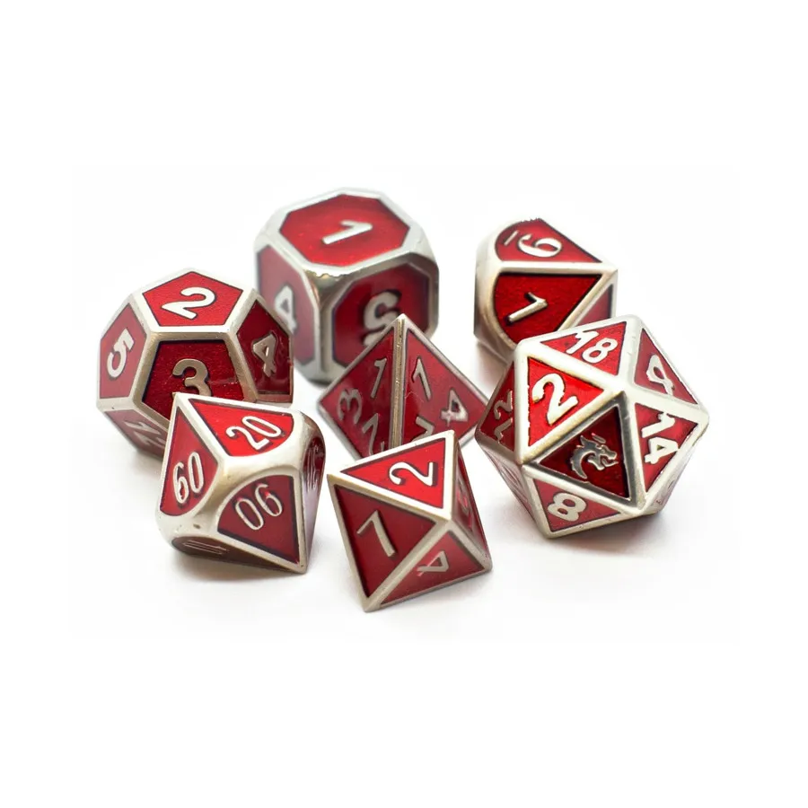 

Набор Poly — красный металлик (7), Metal Dice - Elven Forged