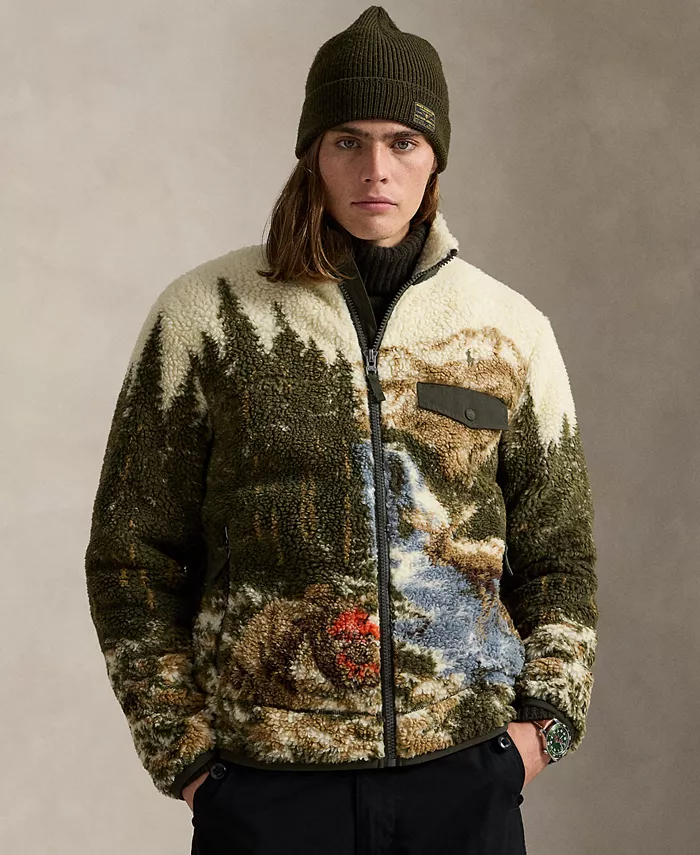 

Мужская куртка с длинными рукавами из кудрявого высоковорсового флиса Polo Ralph Lauren, мультиколор