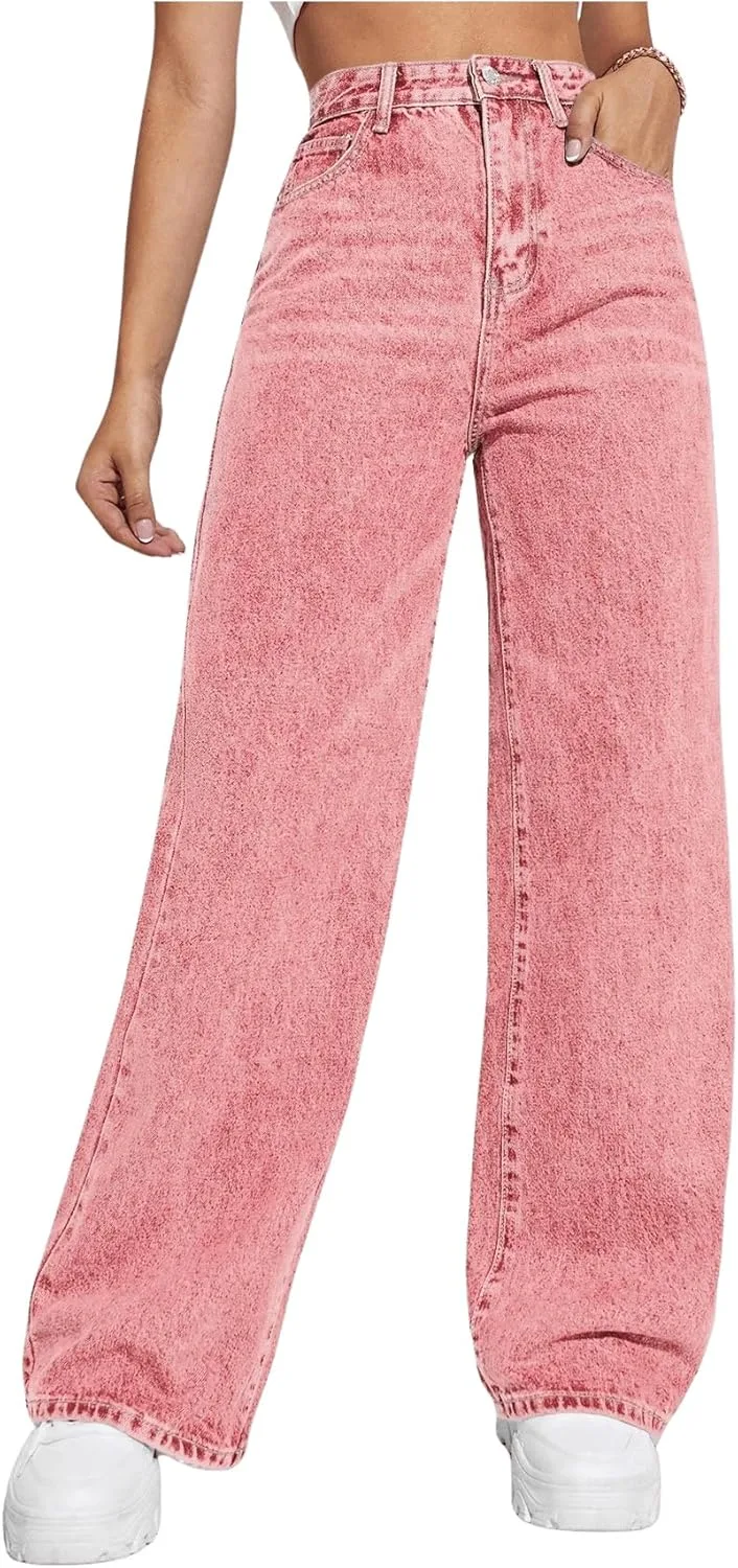 

Женские джинсы Floerns с высокой талией и широкими штанинами