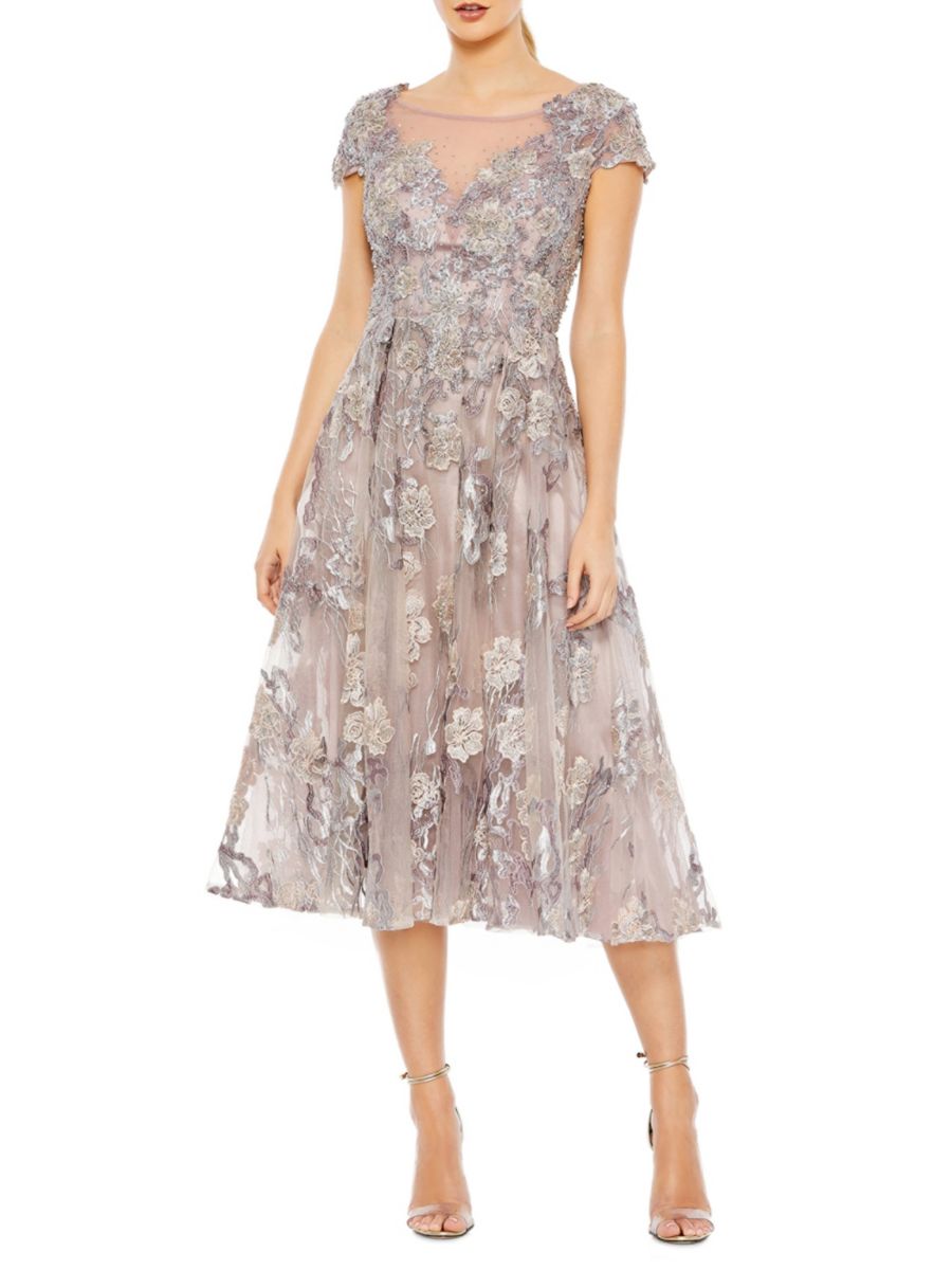 

Платье миди с вышивкой Mac Duggal, цвет Lilac