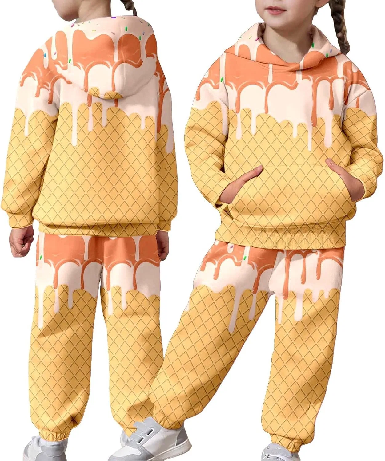Детский спортивный костюм с принтом мороженое, Generic, 11-orange — фото 3