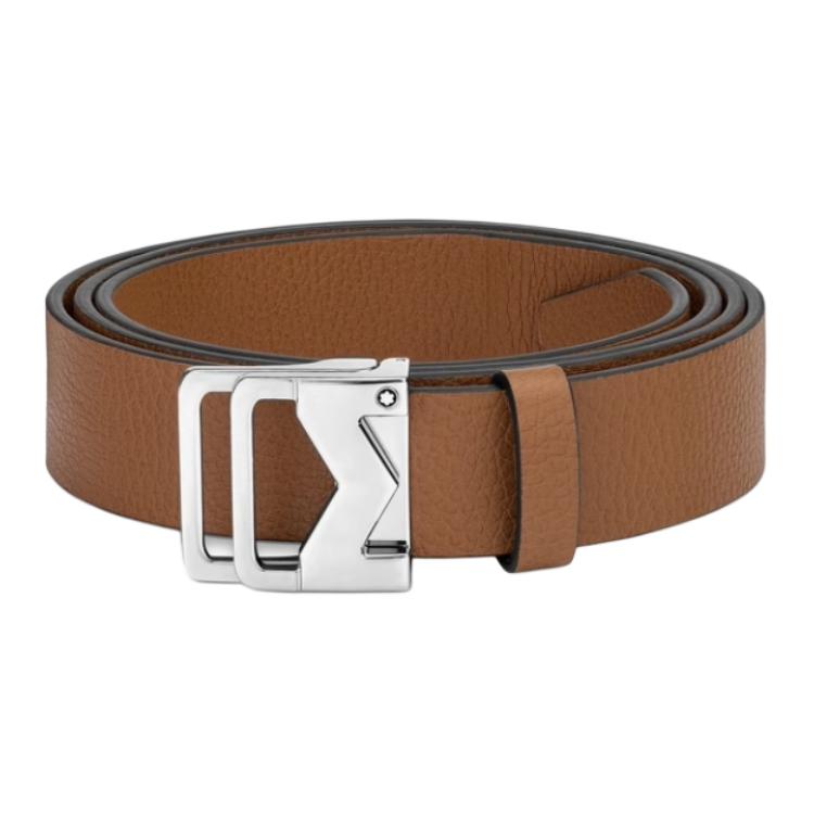 

MONTBLANC Ремень из коровьей кожи унисекс карамельно-коричневого цвета, ширина 3,5 см