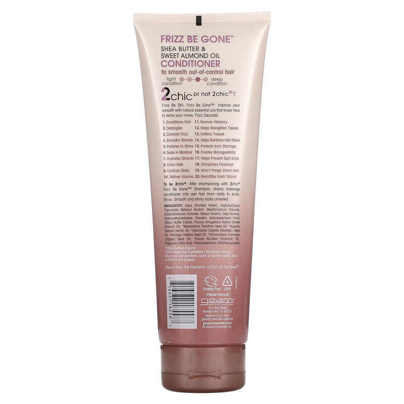 Giovanni, 2chic, Frizz Be Gone, кондиционер для разглаживания непослушных волос, масло ши и масло сладкого миндаля, 250 мл (8, 5 жидк. унции) — фото 2