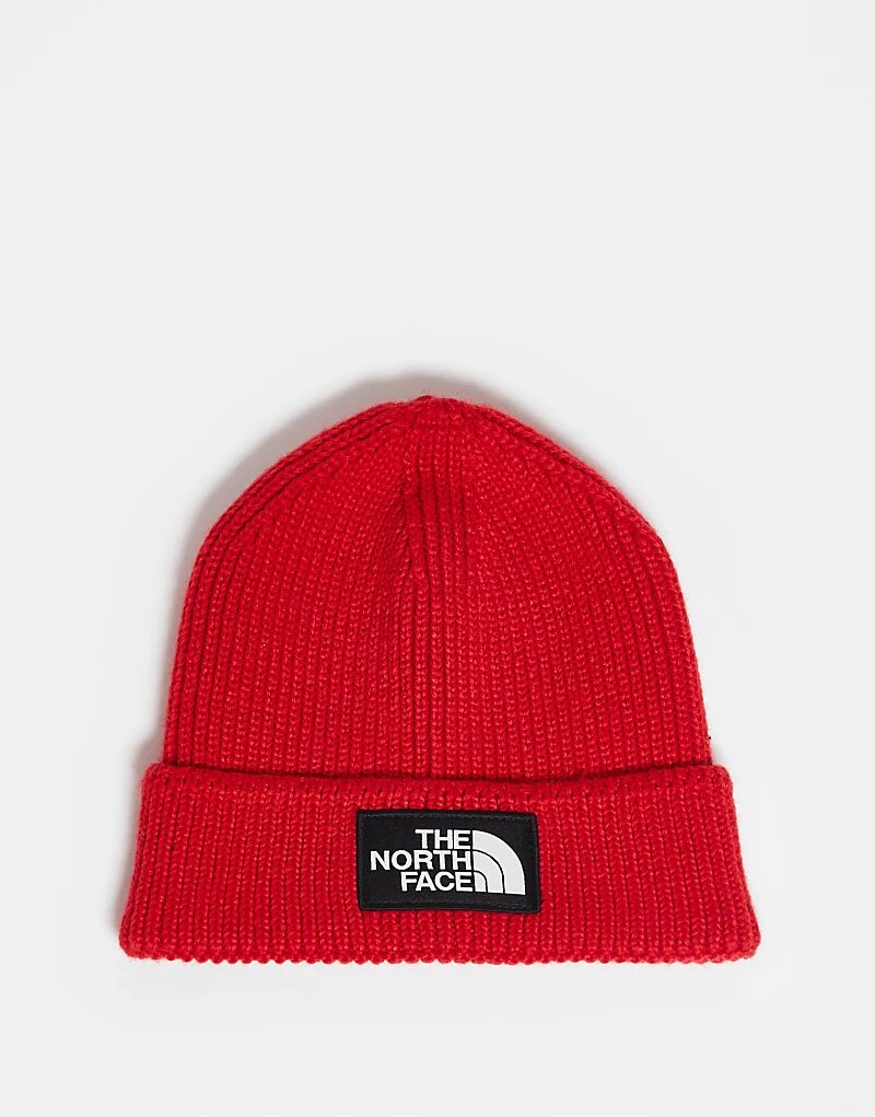 

Шапка-бини с логотипом North Face Box красного цвета