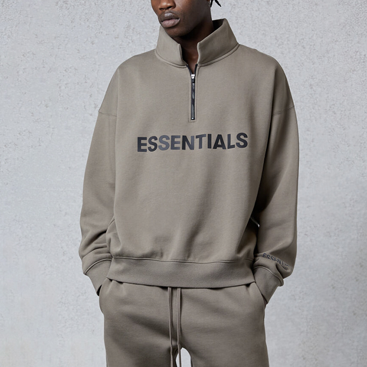 Полузиппуловер Футболка Fear Of God Essentials, Тепло-бежевый — фото 3
