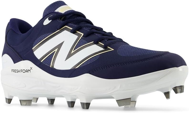 Мужские бейсбольные кроссовки New Balance Fresh Foam 3000 V7, Mercury Red/Gold, размер 6.5 M, белый/синий — фото 3