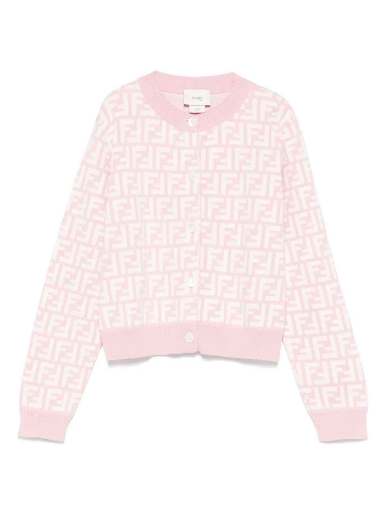 

Жаккардовый кардиган с логотипом FF Fendi Kids, розовый