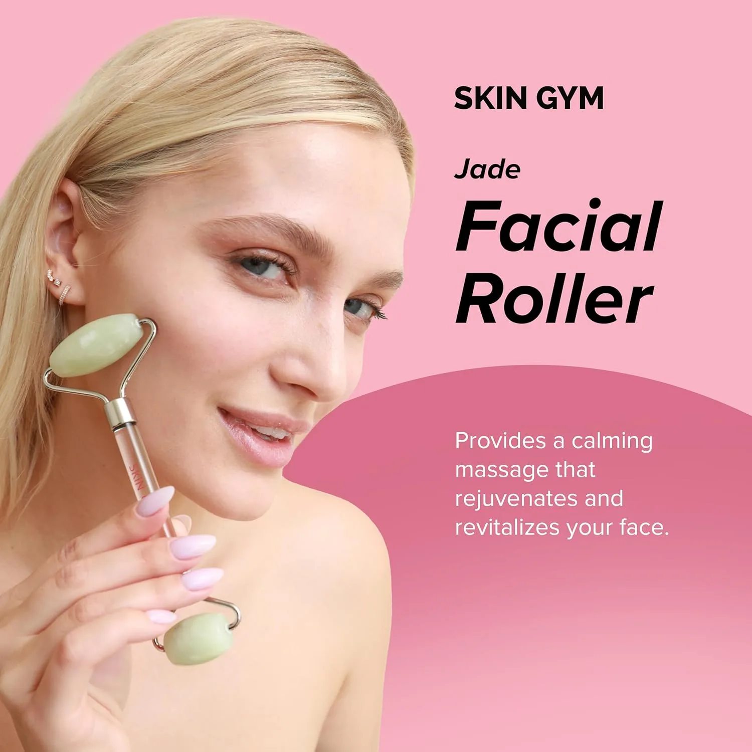 Массажный ролик для лица Skin Gym для повышения сияния и снятия напряжения, косметический инструмент для ухода за кожей лица, омоложение, моделирование, подтяжка и придание формы., Jade — фото 2