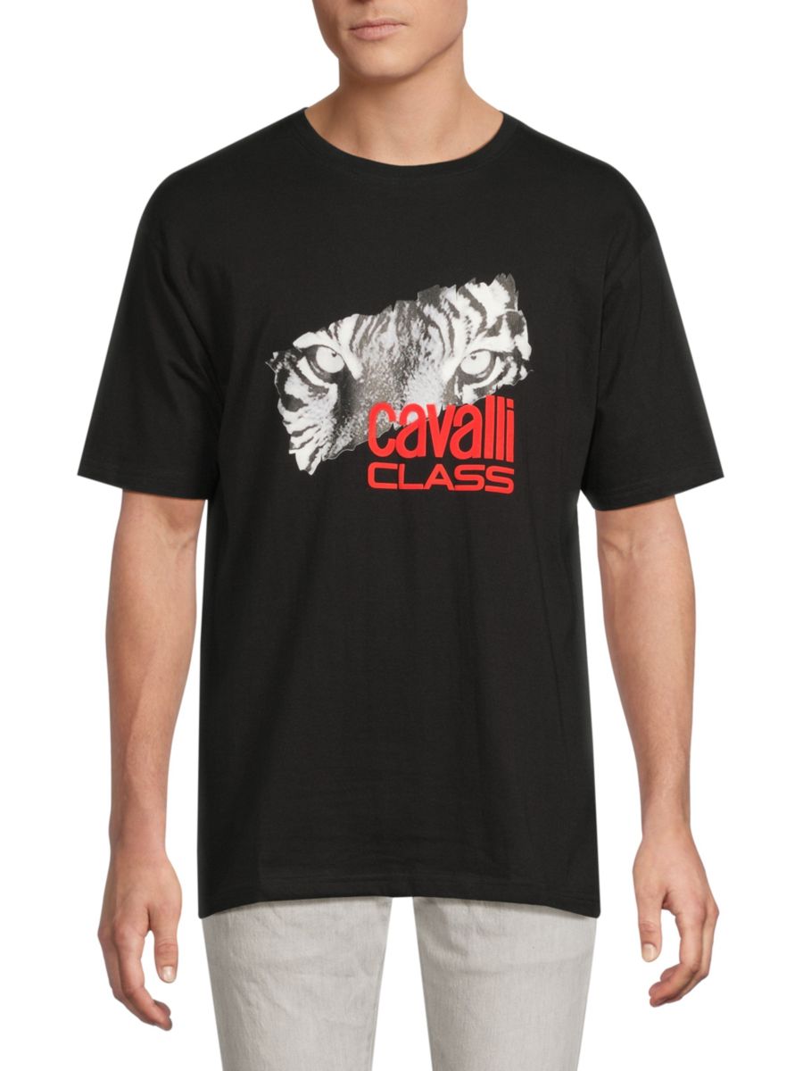 

Футболка из хлопка с графическим логотипом Cavalli Class by Roberto Cavalli, черный