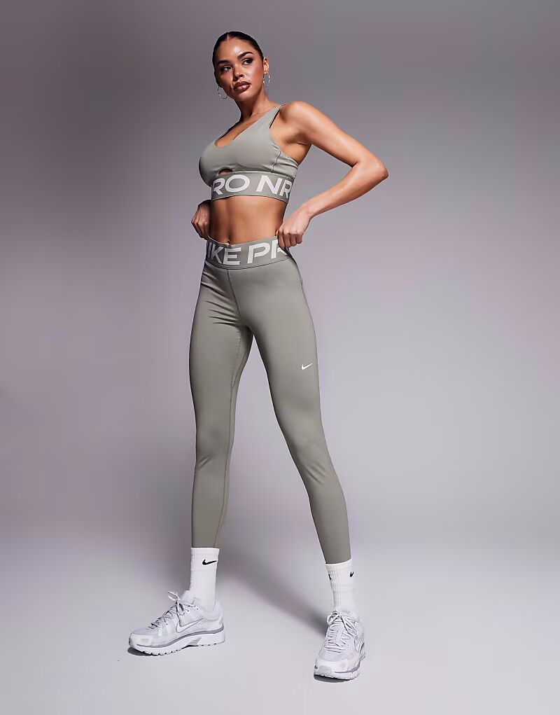 

Леггинсы Nike Pro Training Dri-FIT с высокой талией, облегающие, цвета хаки