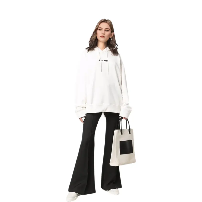 Хлопковый худи с логотипом спереди белый JIL SANDER — фото 3