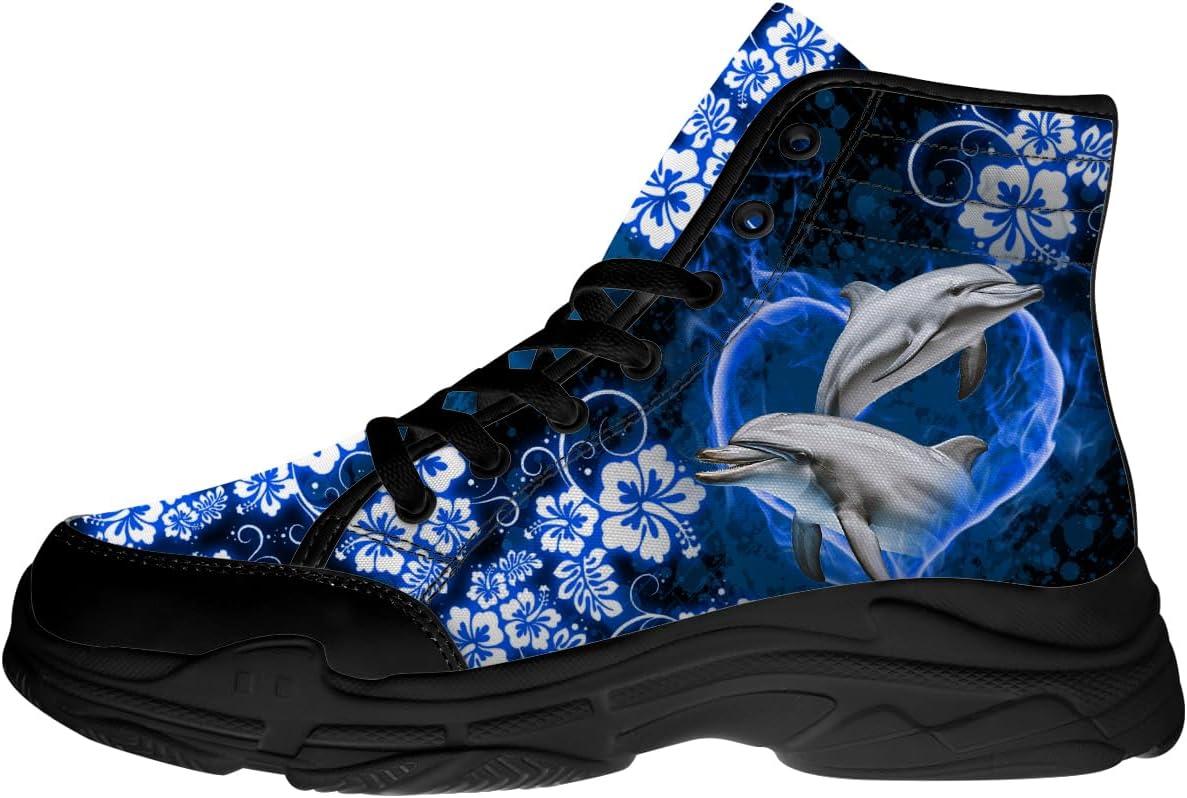 

Высокие кеды Dolphin для женщин и мужчин, кроссовки на платформе из ткани с шнуровкой, подарки для нее и для него Generic, черный