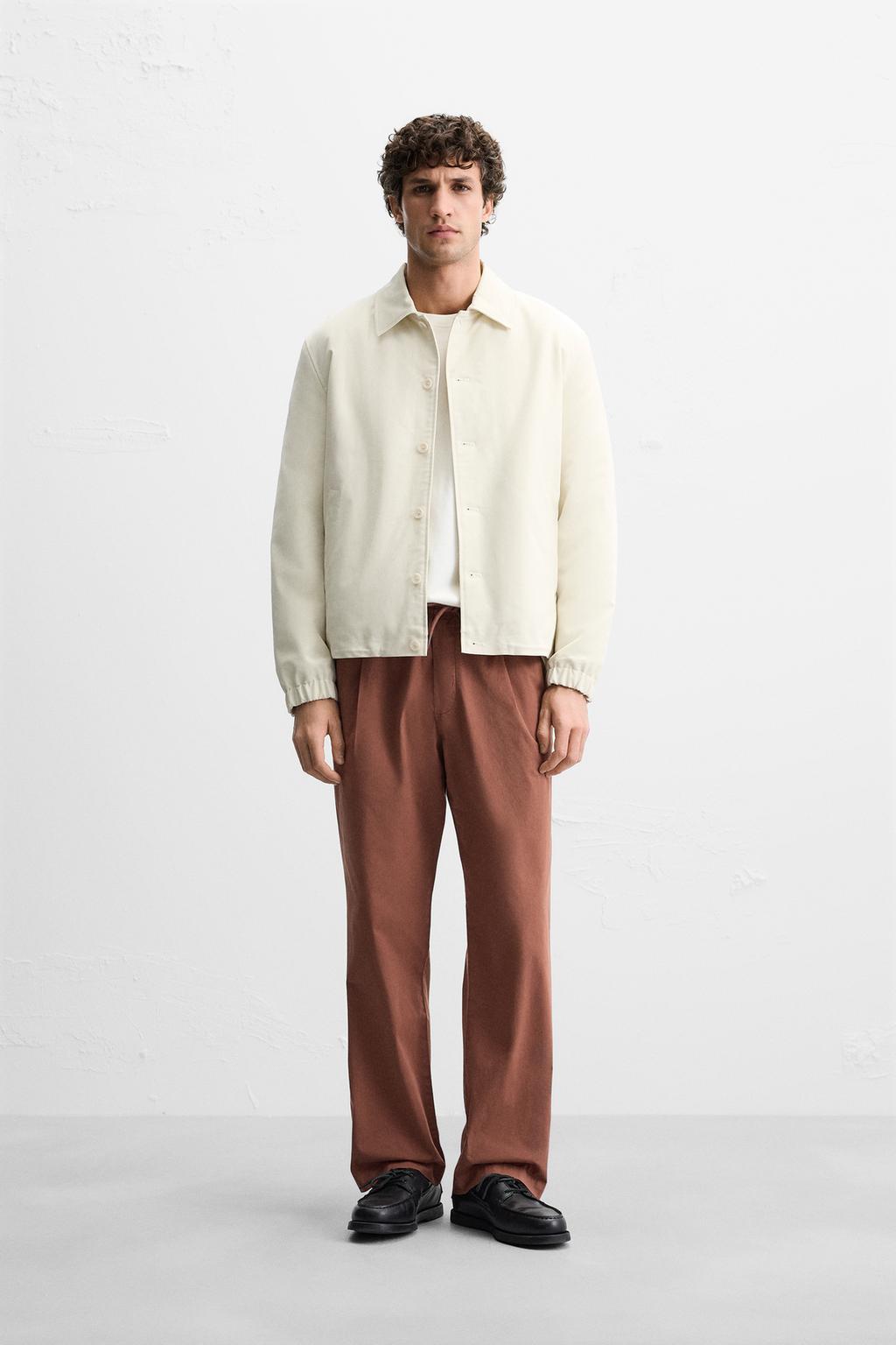

Плиссированные поплиновые брюки ZARA, цвет Brick