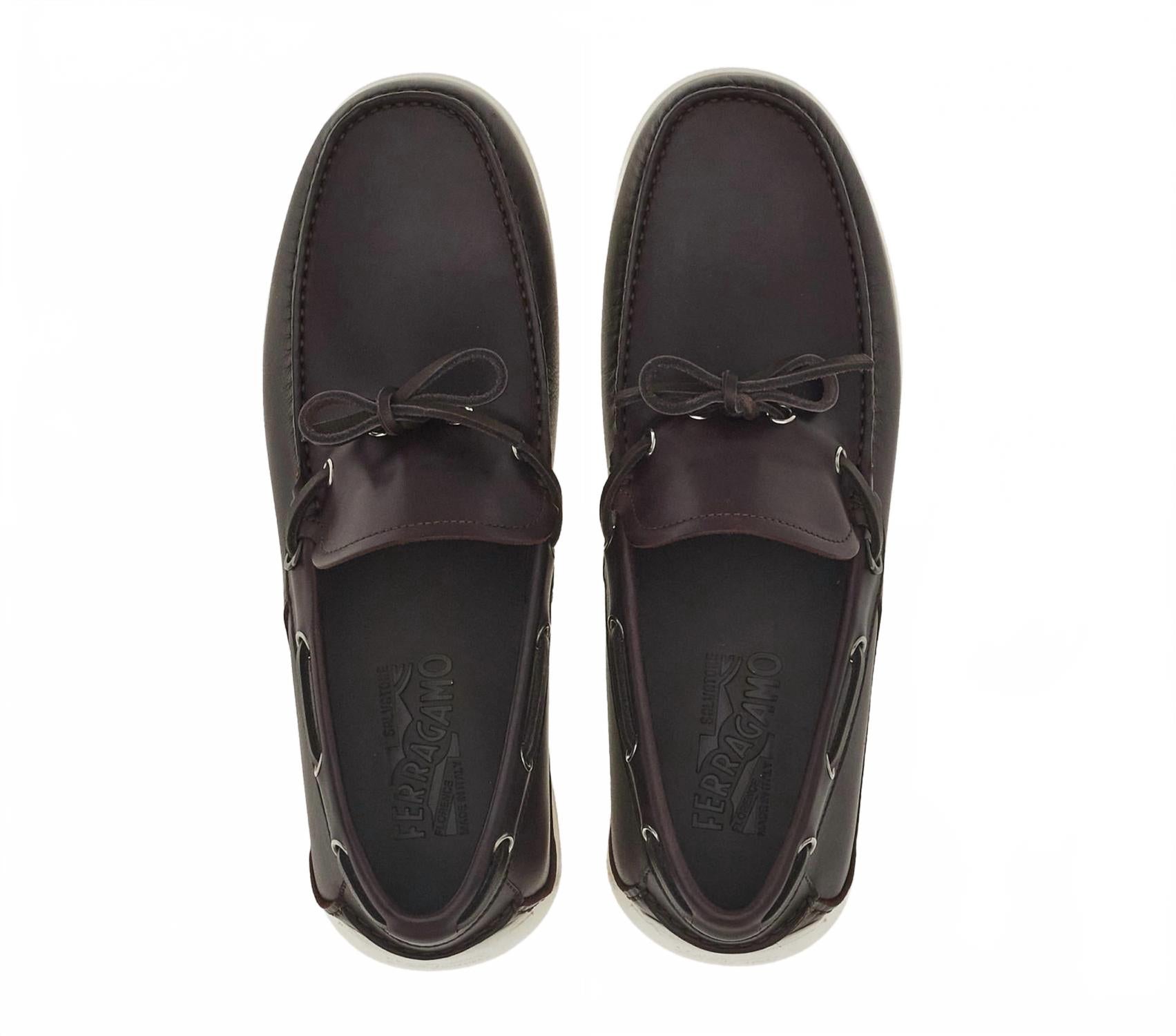 Мужские кожаные туфли-лодочки фиолетового цвета Salvatore Ferragamo, фиолетовый — фото 4