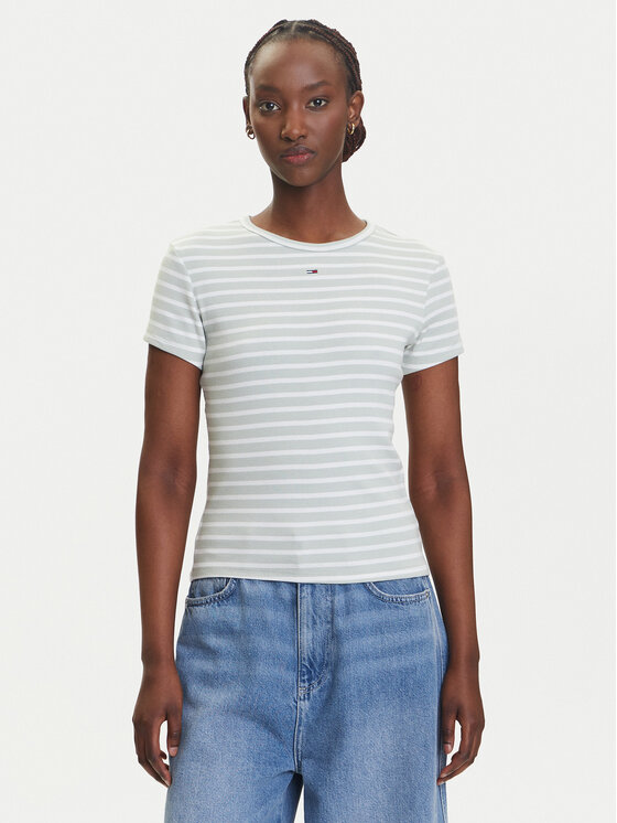 

Облегающая футболка Essential DW0DW17383 Tommy Jeans, зеленый
