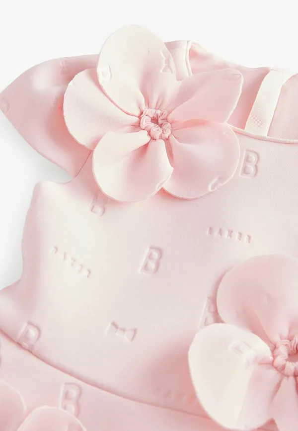 Платье повседневное, прямого кроя, с тисненым узором в виде корсажа. Baker By Ted Baker, Pink — фото 3