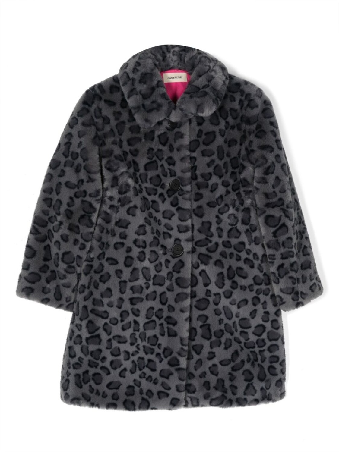 

Шуба из искусственного меха с леопардовым принтом Zadig & Voltaire Kids, серый
