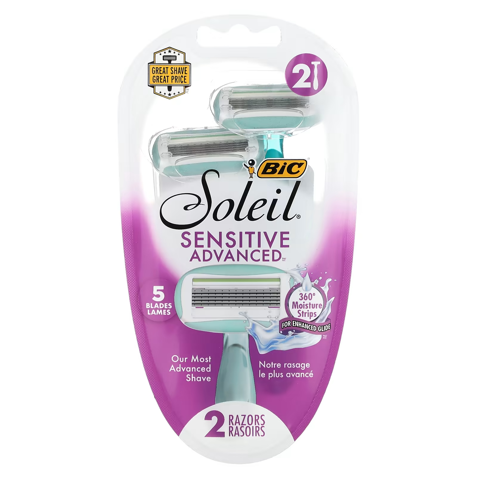 

Одноразовые бритвы BIC Soleil Sensitive Advanced, 2 бритвы