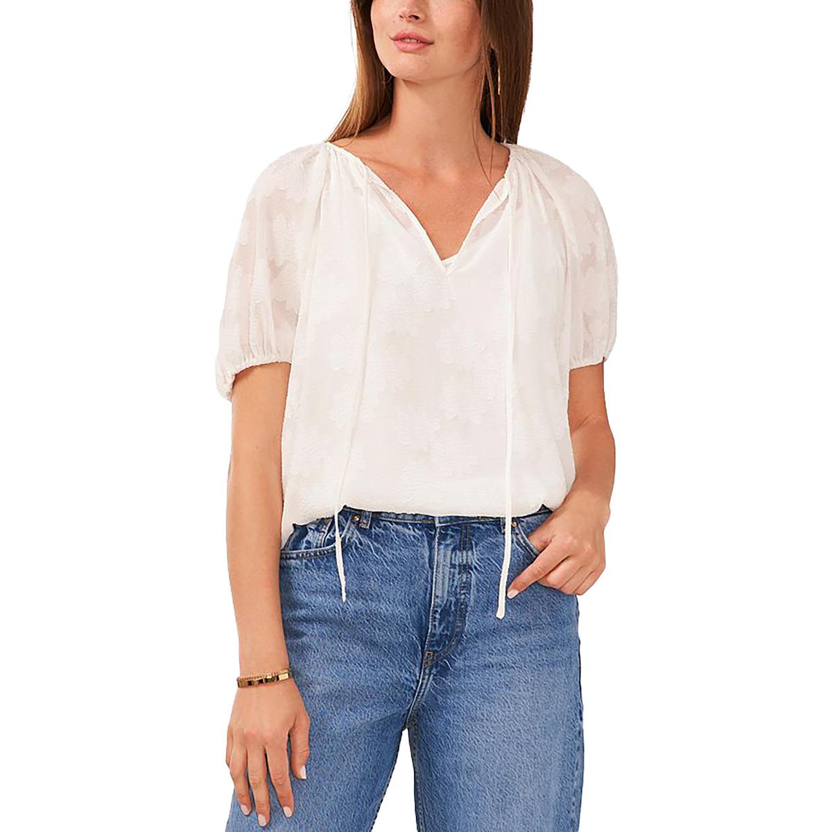 

Женская блузка Burnout с завязкой на шее Vince Camuto, цвет new ivory