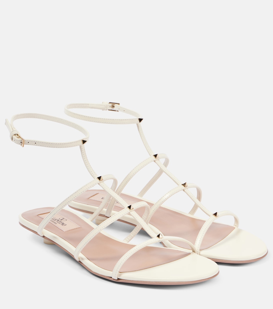 Сандалии из кожи Rockstud Wispy Valentino Garavani, слоновая кость