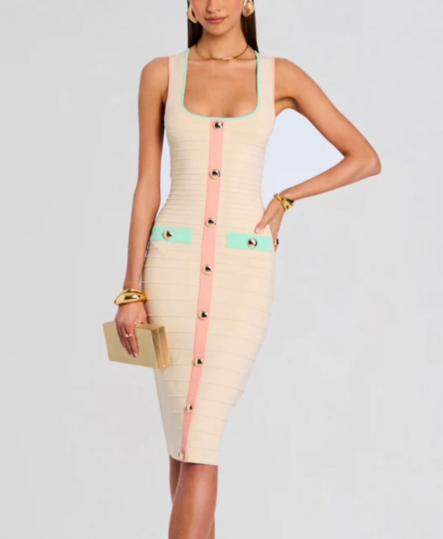 

Retrofete Платье Lyle кремового/персикового/эвкадового цвета