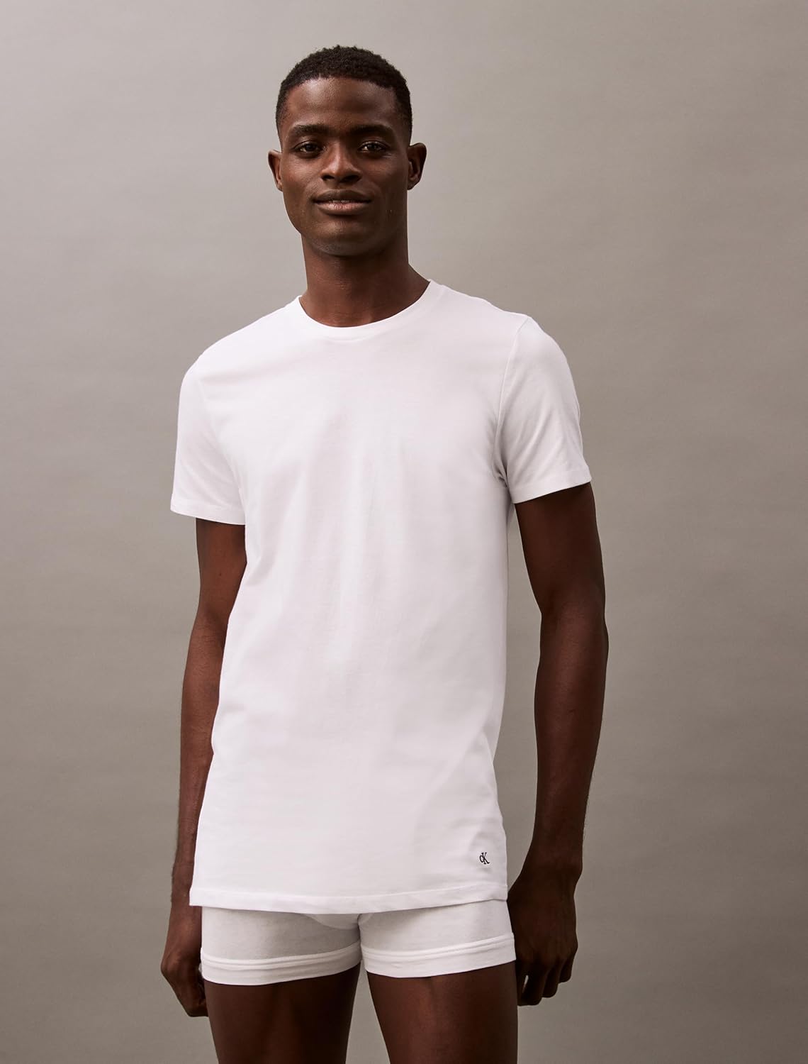Комплект из 3 мужских классических хлопковых маек Calvin Klein, Black, Grey Heather, White Crewneck — фото 2