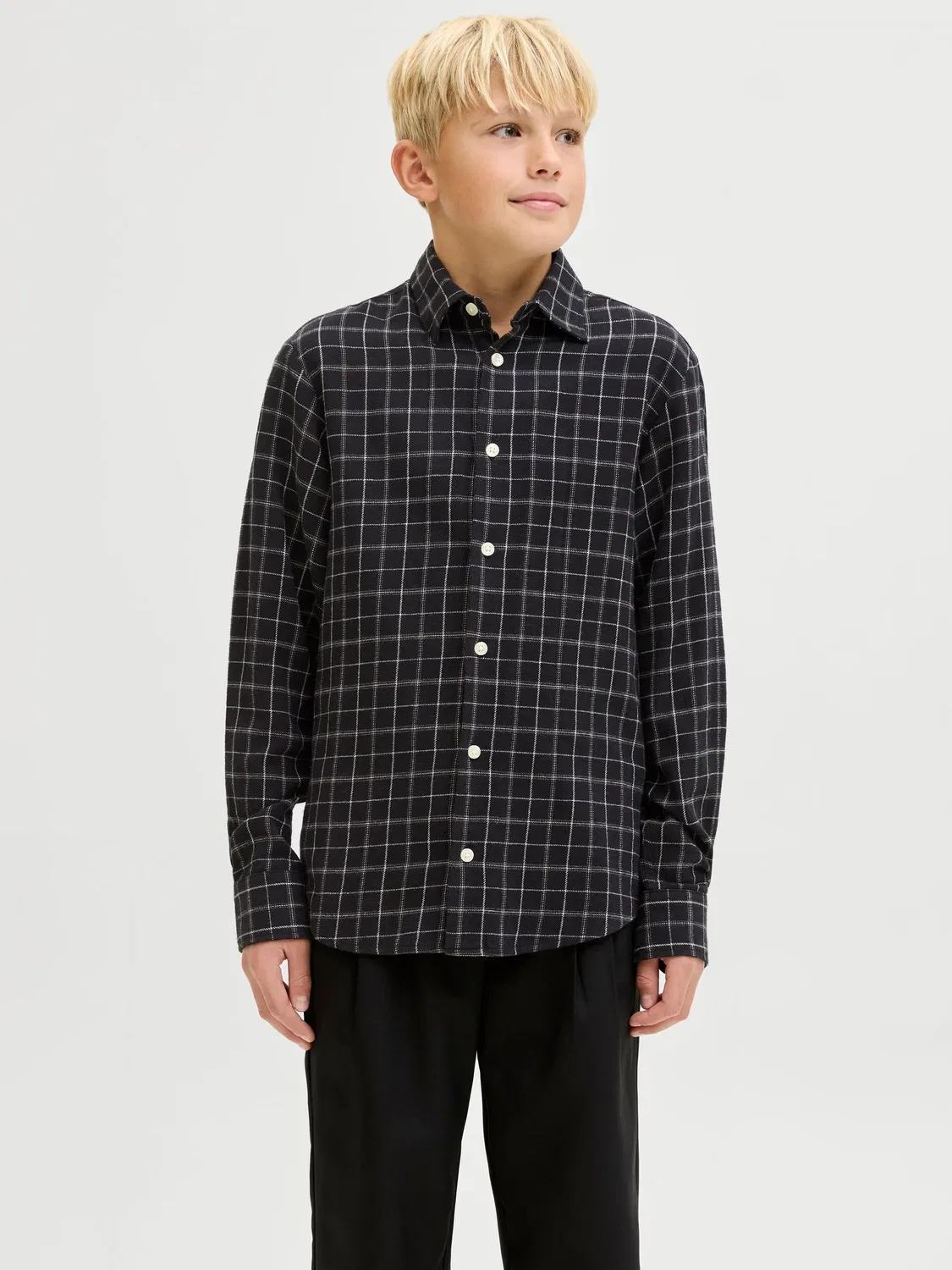 Рубашка в клетку JACK & JONES Junior, черный — фото 2