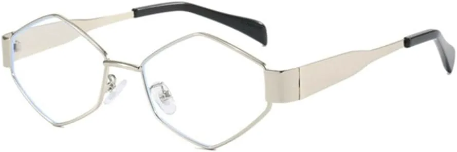 

Солнцезащитные очки в узкой оправе, многоугольные, для женщин, в стиле металл-панк, для мужчин, винтажные солнцезащитные очки в форме ромба MTZJH, C6 Silver White