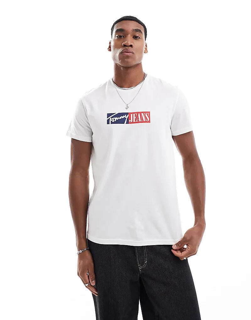 

Узкая футболка с фирменным логотипом белого цвета Tommy Jeans
