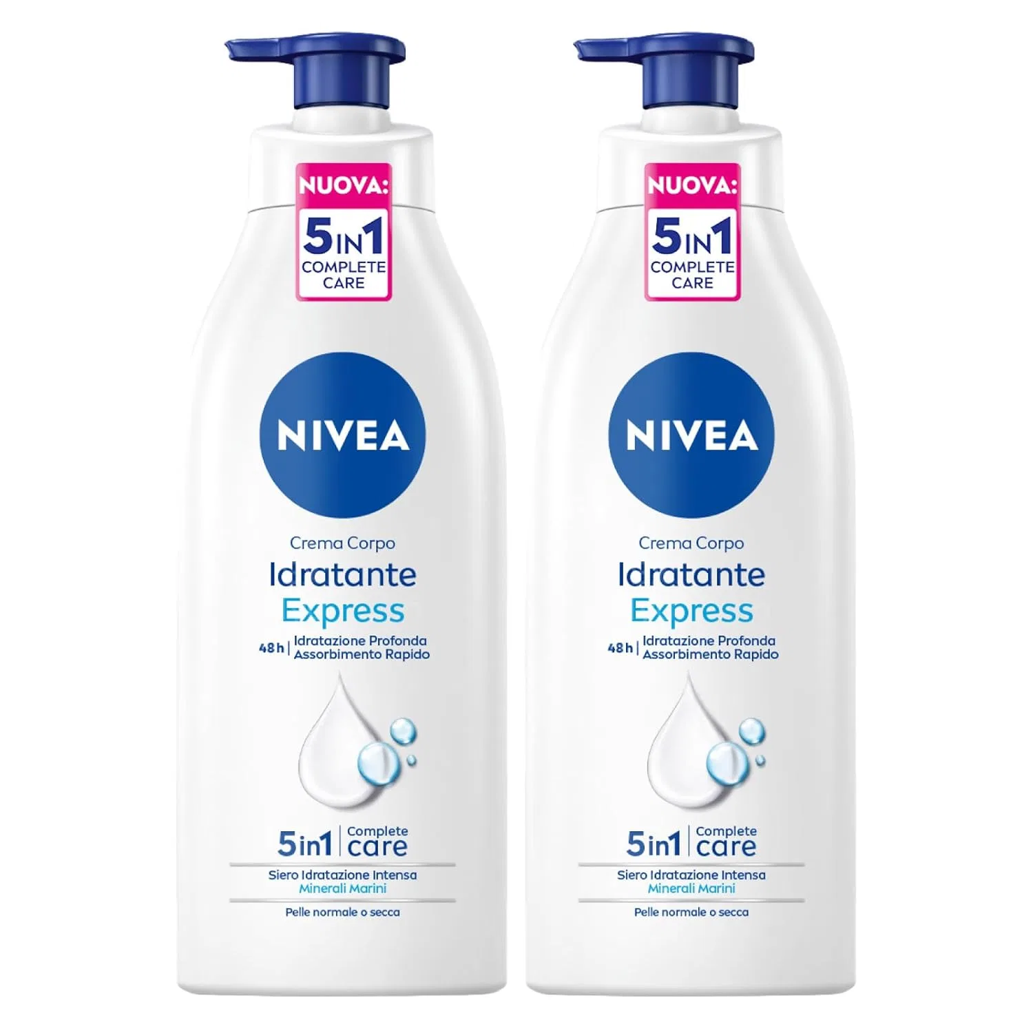 Увлажняющий крем для тела NIVEA Express, 48 часов, с морскими минералами, 2 x 500 мл Nivea