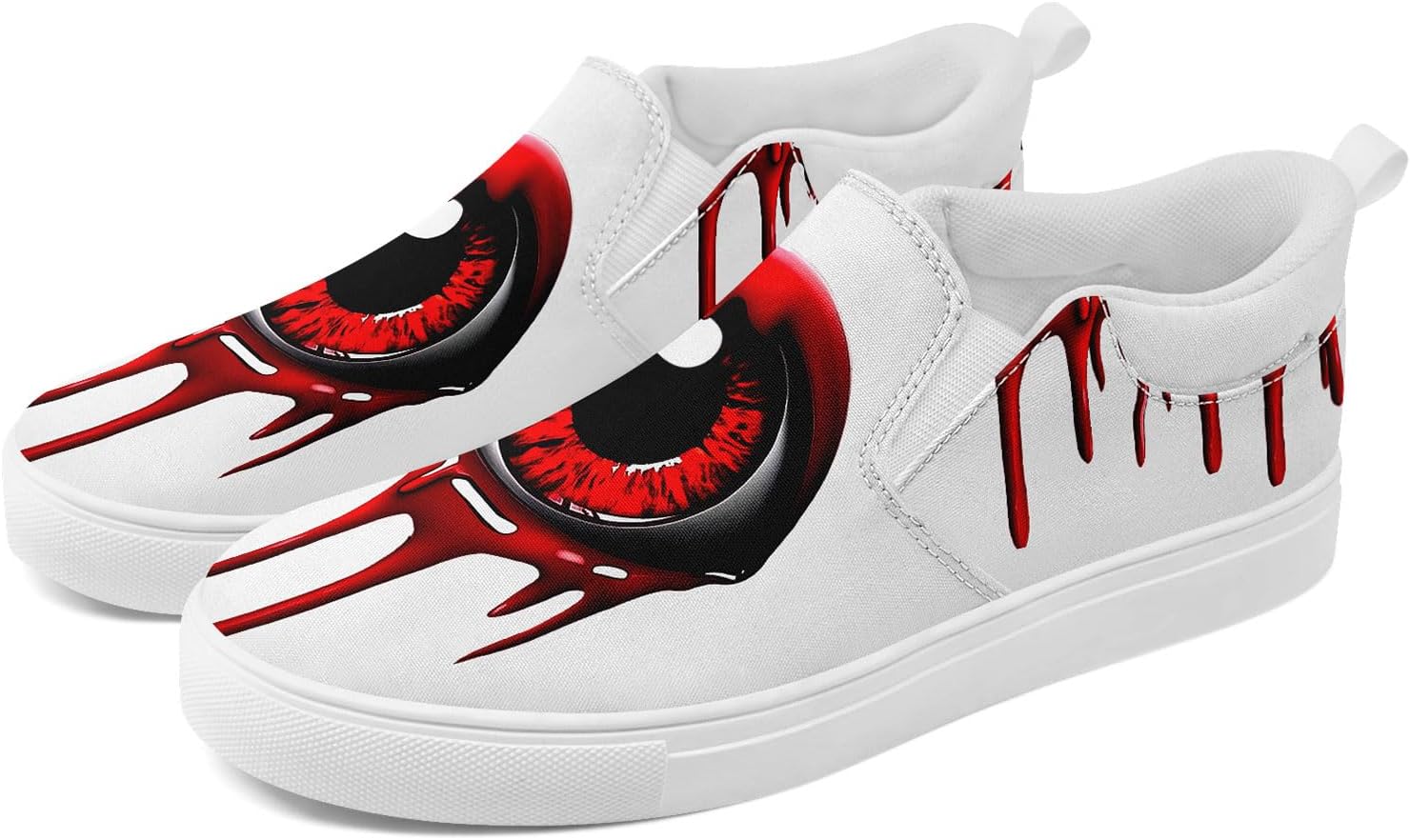 

Стильные слипоны AWSOLE с черепом и цветами из канвы для мужчин и женщин, модные, удобные, легкие кроссовки на плоской подошве, белый/черный/красный