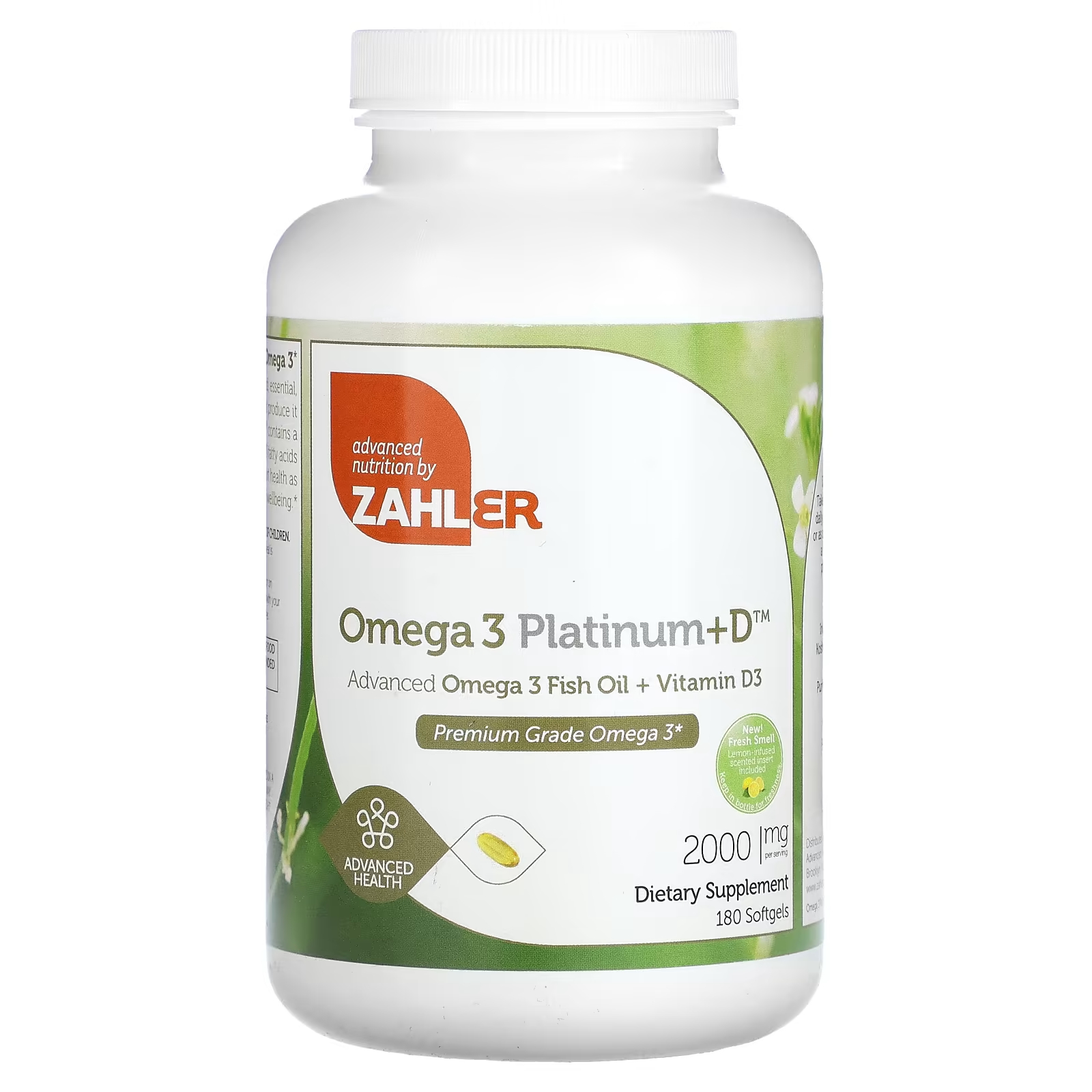 

Рыбий жир Omega 3 + витамин D3 Zahler, 1000 мг, 180 мягких таблеток