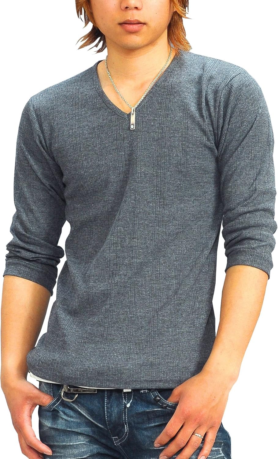 

Мужская однотонная футболка SPADE (Spade) с коротким рукавом 3/4 и V-образным вырезом (q424), серый