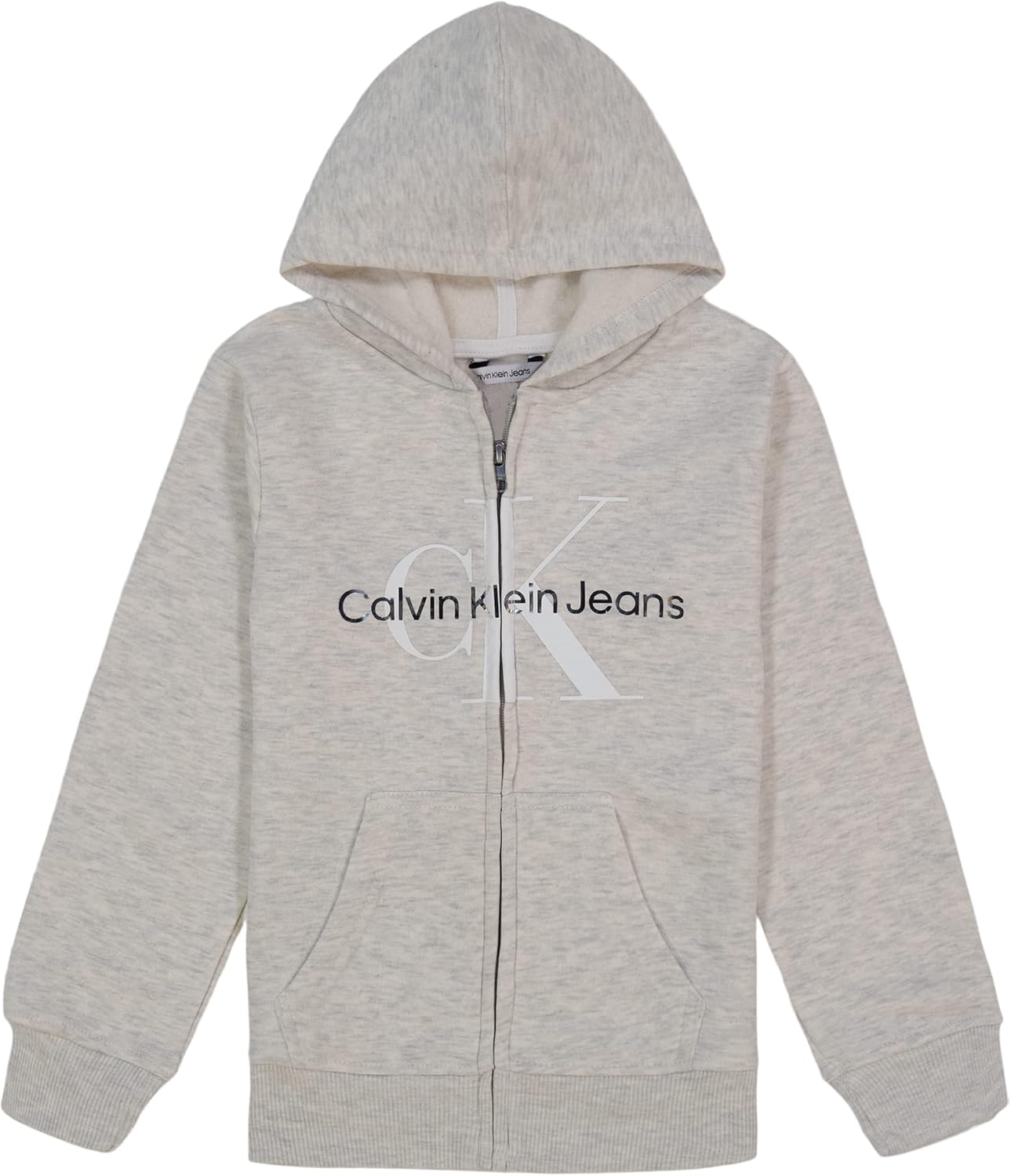 

Толстовка Calvin Klein для девочек с длинным рукавом и молнией из флиса, Putty Beige Mono