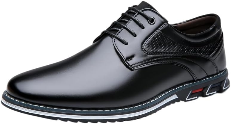 

Мужские повседневные кроссовки-лоферы, дышащие, удобные, для ходьбы, с шнуровкой, из кожи, для бизнеса, работы, офиса и повседневного ношения на улице Hhhchpm, черный