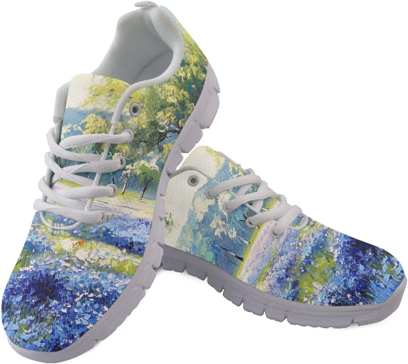 

GETELINSENG Хэллоуин кроссовки для бега, прогулок и походов, мужские стильные кроссовки на шнуровке, легкие для тенниса и спортивных тренировок, Oil Painting Flower Tree