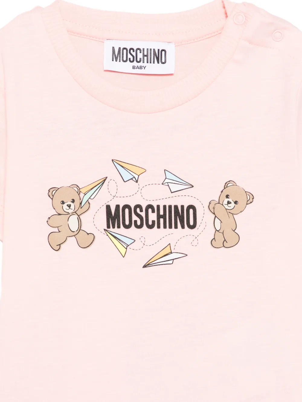 Футболка с изображением медведя Moschino Kids, розовый — фото 3