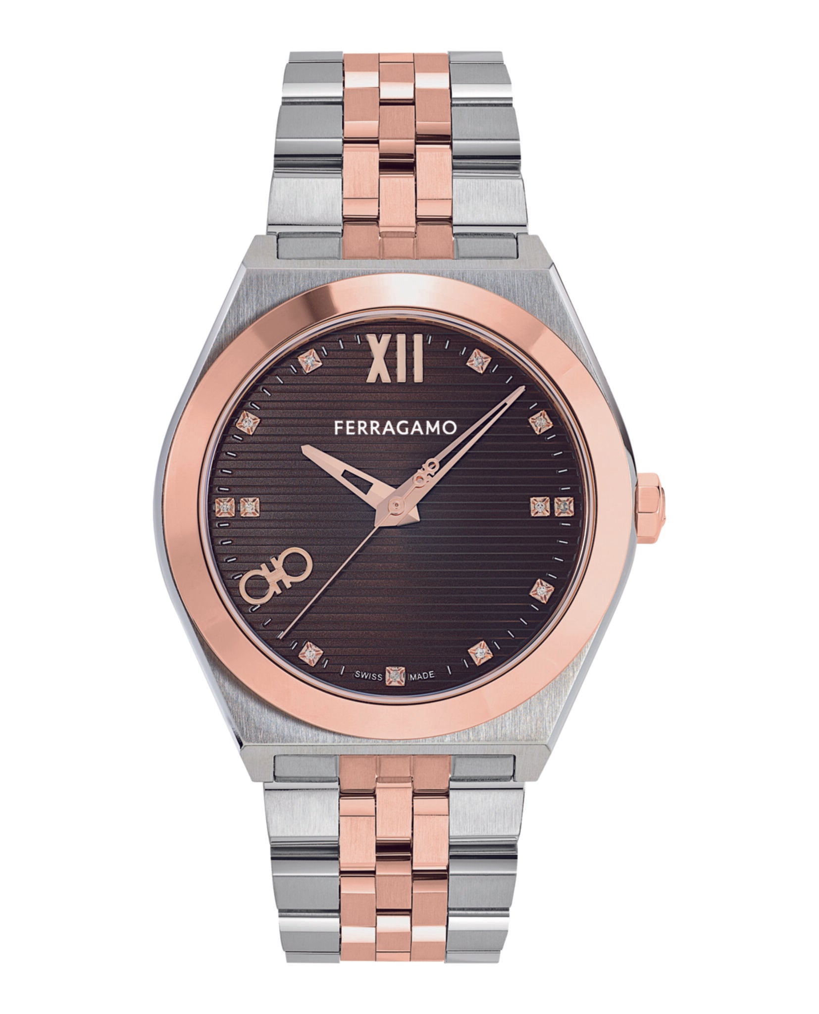 

Часы Vega New Diamond Salvatore Ferragamo, цвет two tone/two tone/brown