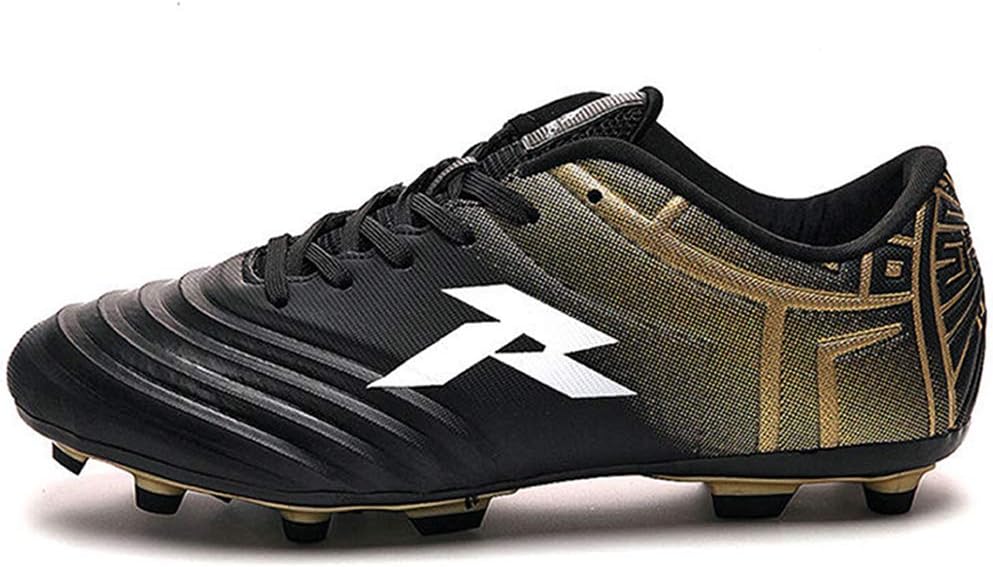 

Футбольные бутсы для мужчин и мальчиков - бутсы для твердого грунта с многообразными шипами - текстурированный передний отдел стопы - мягкая подкладка - гибкий верх - усиленные швы - черно-золотые - размер 6 Runic