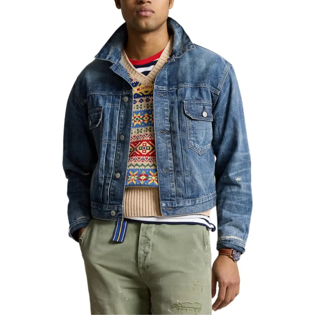 Джинсовая куртка-косуха SS24 Джинсовая куртка Мужская синяя Polo Ralph Lauren — фото 4