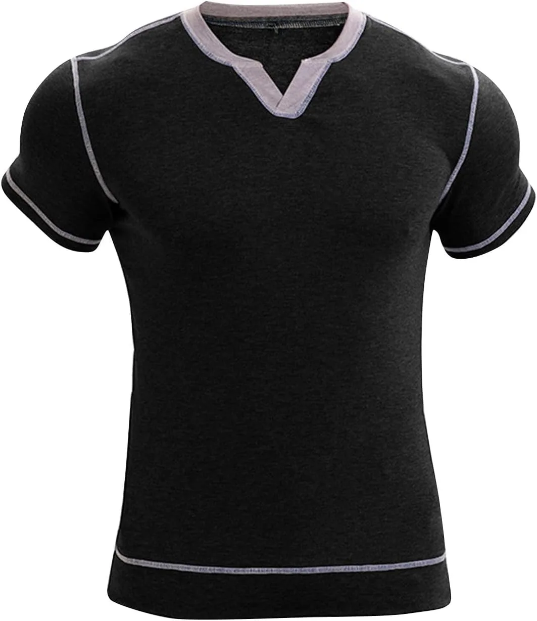 

Футболка для мужчин Henley с V-образным вырезом и коротким рукавом RODYETQQ