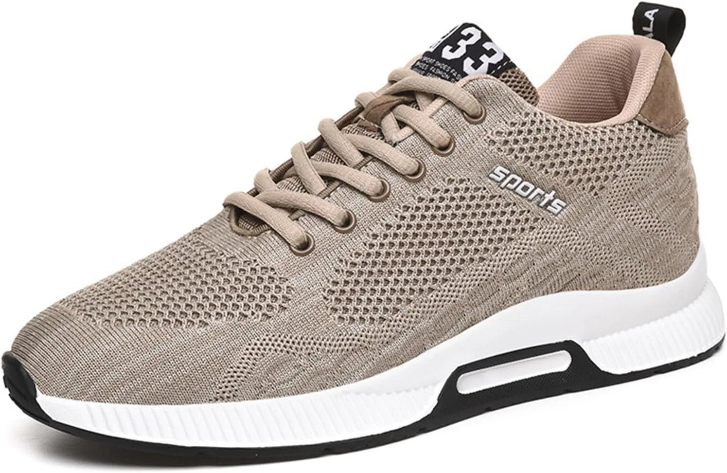 Кроссовки Herren Schuhe Produktkategorie Herren-Sneaker - Moderner Sneaker mit verstecktem Absatz atmungsaktive Mesh-Sneaker leichte Freizeitschuhe zum Schnüren Herren-Sportschuhe mit Erhöhung Generisch, Khaki