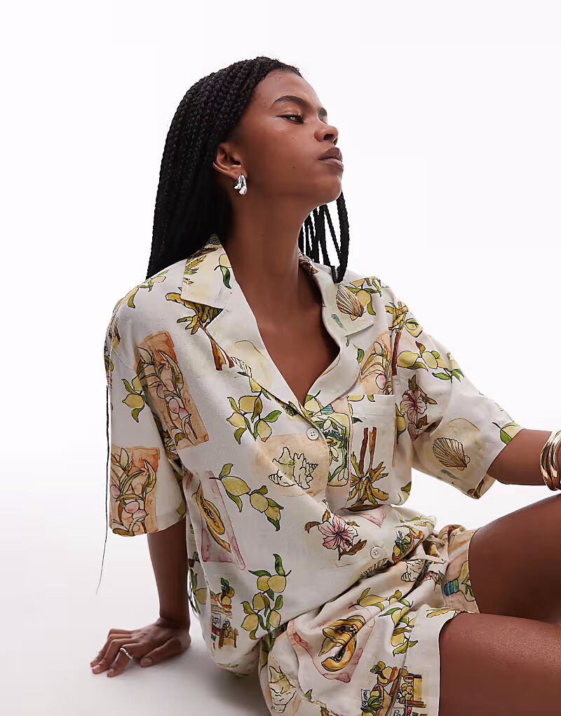 

Рубашка Topshop coord Resort с лимонным принтом