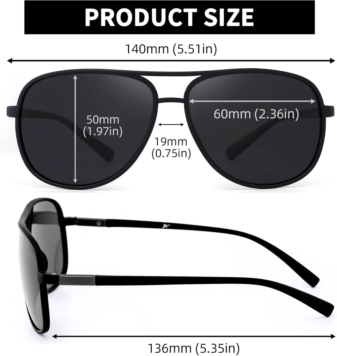 

Солнцезащитные очки-авиаторы JM Retro с поляризацией для мужчин и женщин, большие, не спутываются, из пластика, защита от УФ-излучения UV400, 2 Pack (Brown & Grey)