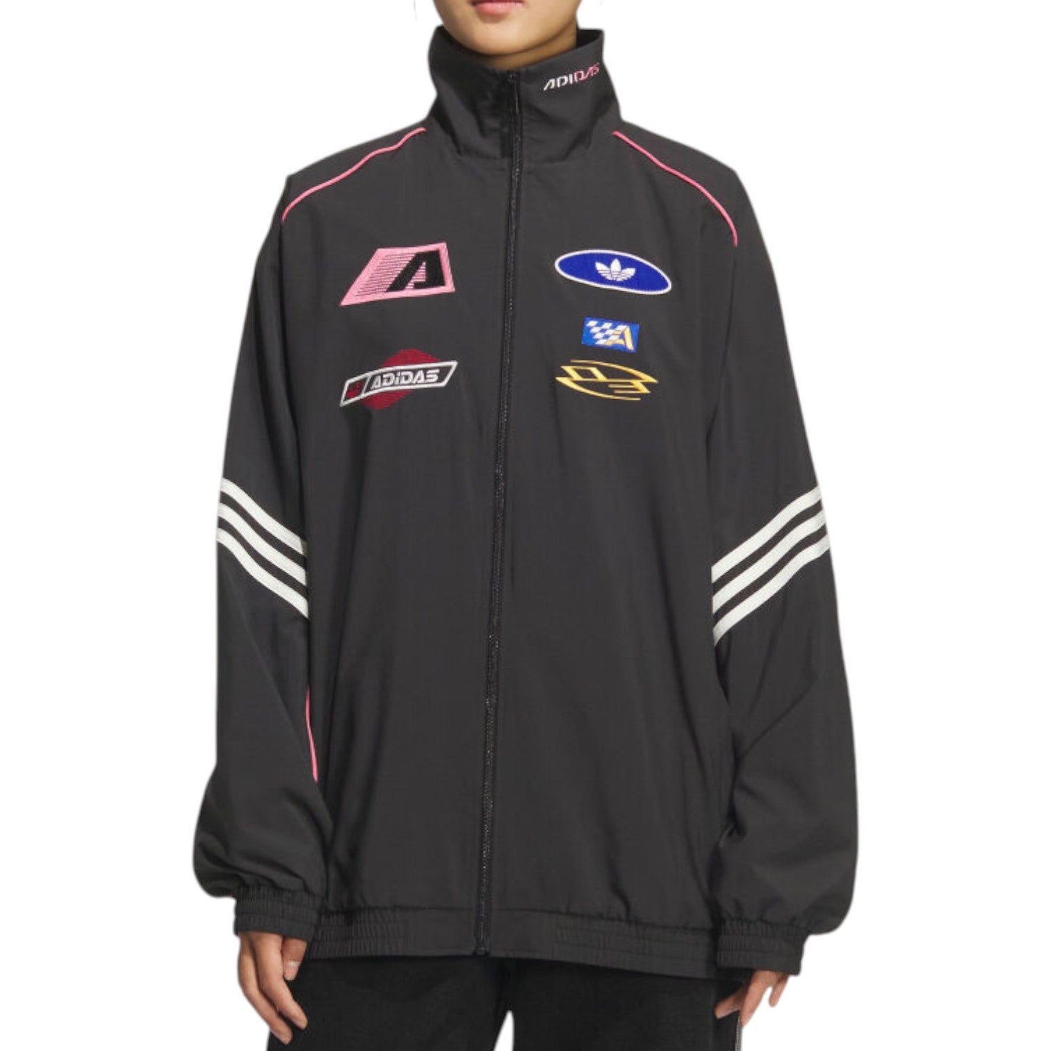 Куртка Adidas Moto Sports Oversize, азиатский размер, цвет «Черный, розовый» — фото 2