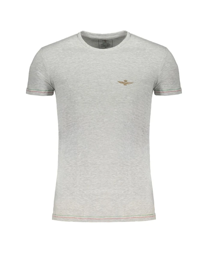 

Хлопковая футболка в стиле милитари с принтом Aeronautica Militare, серый