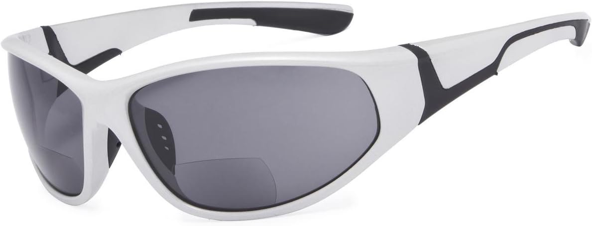 

Солнцезащитные очки Eyekepper с бифокальными линзами, оправой из материала TR90 и резины — спортивные солнцезащитные очки для чтения (жемчужно-серебристый, 1.00), Pearly-silver