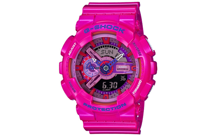 

CASIO Часы Women's Liquid Crystal/Analog Dual Display Series Red Watch GA-110MC-4A, Fuchsia Watch Dial