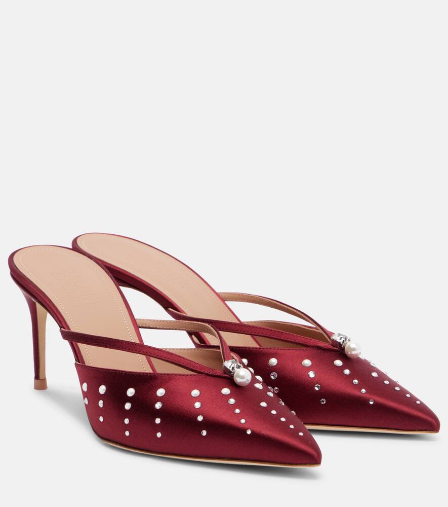 Мариса 70 атласные мюли с декором Malone Souliers, Wine/Wine
